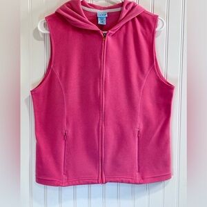 L.L. Bean Hooded Fleece Vest in Bright Pink